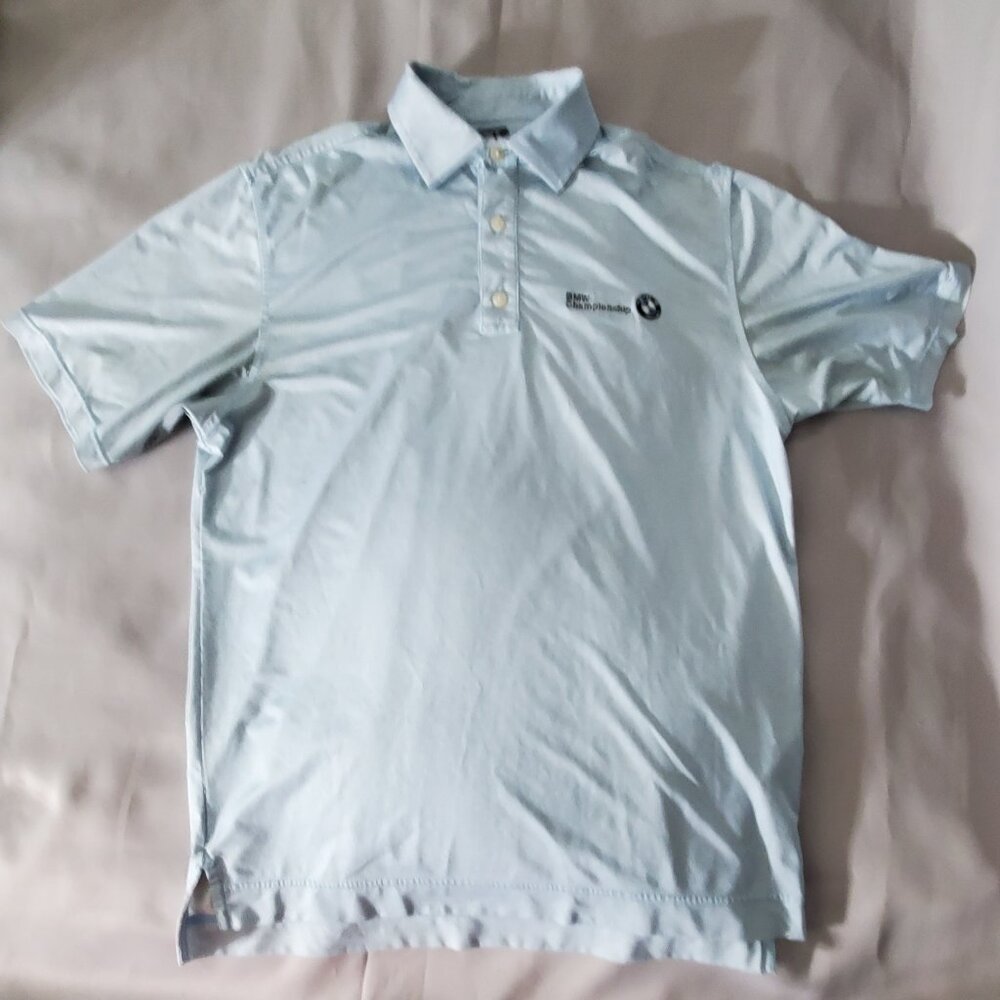 Footjoy Golf Polo Shirt Men's Large Blue Dot Pattern FJ Performance Stretch-READ